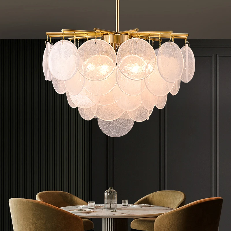 FSS Nordic Crystal Chandelier Modern Living room Dining Bedroom Simple Personality Wind Chime Glass Round | Лампы и освещение