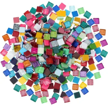 

300 G Assorted Colors Mosaic Tiles Glitter Crystal Mosaic Home Decoration For Diy Crafts Supply,Square,1 By 1 Cm