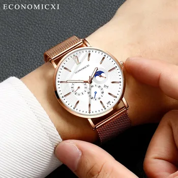 

Fashion Simple Stainless Steel With Luminous Small Dial Men's watch Wrist Party decoration suit Dress Watch gifts male man boyf