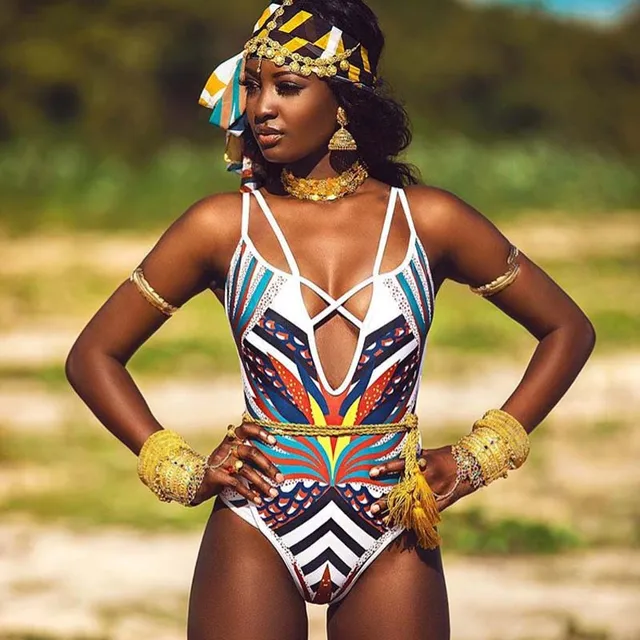 Ovoro African One Piece High Cut Swimsuit - Image 3