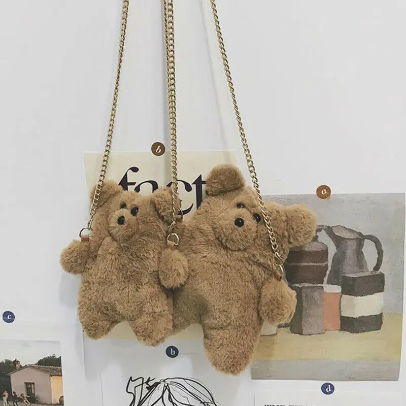Girls Plush Bear Shoulder Bags Stuffed Crossbody Bag Christmas Gift Handbag Mini Purse Wallet Cross Body | Игрушки и хобби