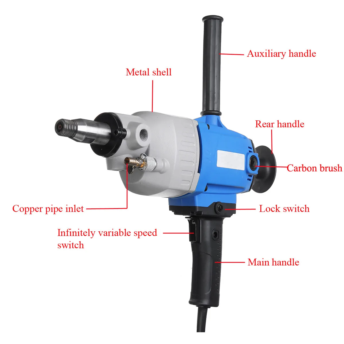 220V 2500W 168mm электрическая Алмазная сердечник сверла влажная ручная машина для сверления бетона с аксессуары для водяного насоса