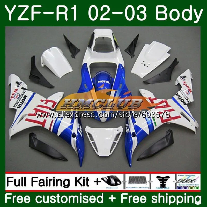 Для кузова Yamaha YZF R 1 YZF 1000 YZF-1000 2002 2003 сине-белые 60CL. 14 YZF R1 02-03 тела YZF1000 YZF-R1 YZFR1 02 03 обтекатель - Цвет: No. 1