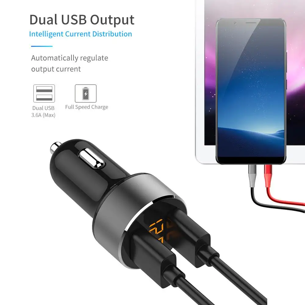 Универсальный 3.6A двойной зарядное устройство USB Быстрый мини-адаптер светодиодный цифровой дисплей зарядное устройство для мобильного телефона для автомобиля USB телефон быстрое зарядное устройство
