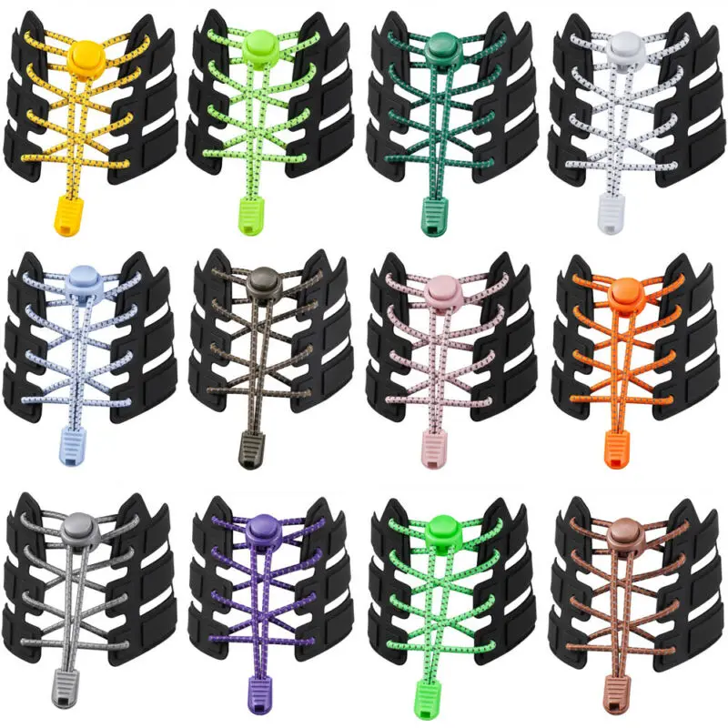 

Reflective Stretch Lazy Laces No Tie Elastic Lock Lace System Lock Shoe Laces Shoelaces Runners Kids Adults