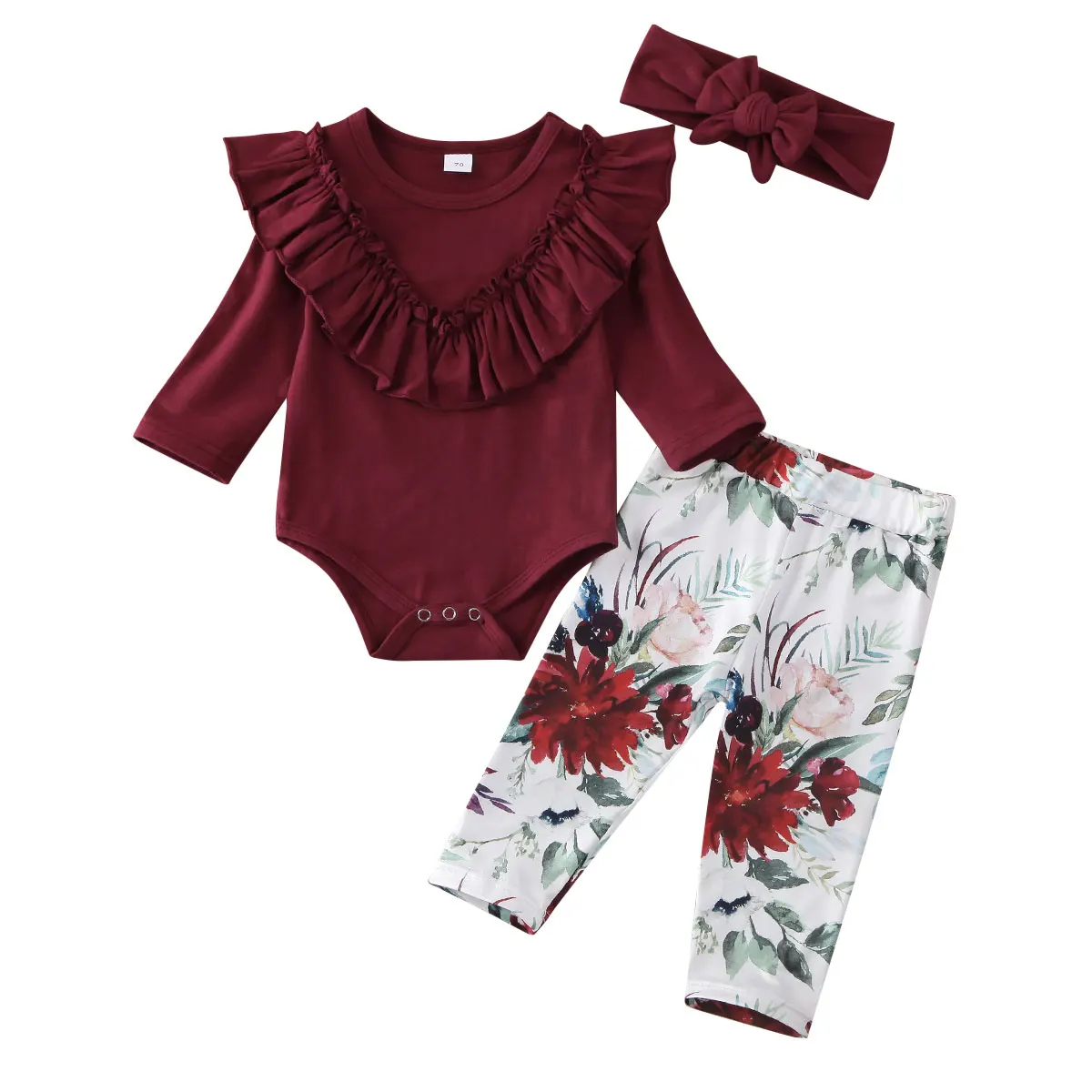 Милый верхний комбинезон с оборками для новорожденных девочек; комбинезон; брюки с цветочным принтом; одежда