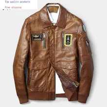 Мужская куртка из натуральной кожи, куртка из овчины, мотоциклетная куртка, Мужская короткая винтажная куртка из натуральной кожи, 81C253 YY279