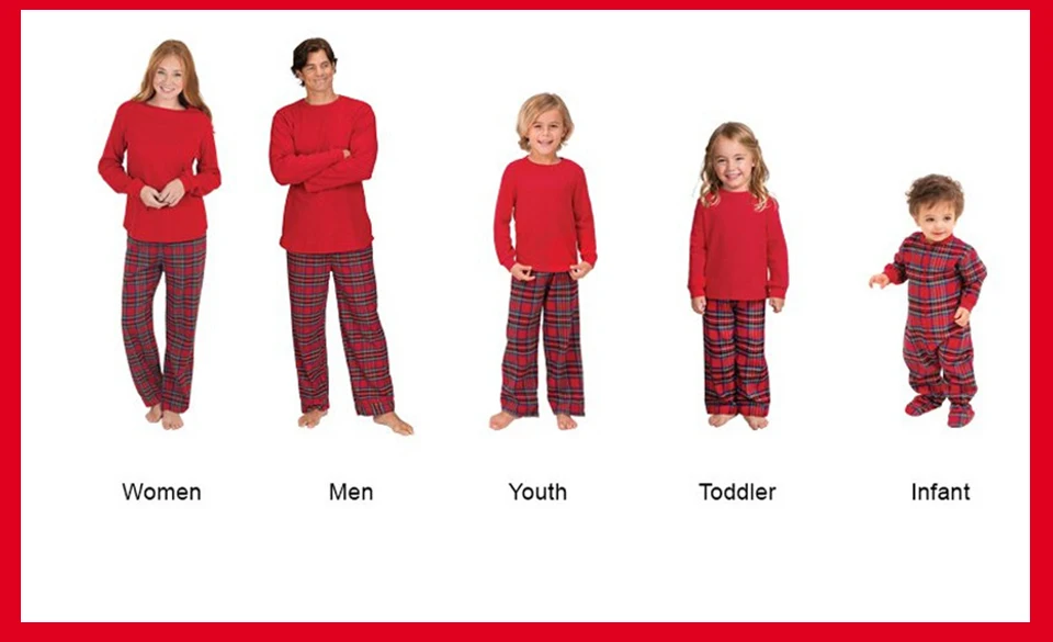 Pyjama assorti pour la famille de Noël Vêtements de nuit rouges Tenues de famille Look