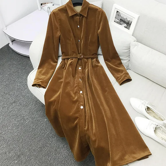 Осень зима длинное женское платье рубашка vestidos mujer 2020 винтажное с длинным рукавом