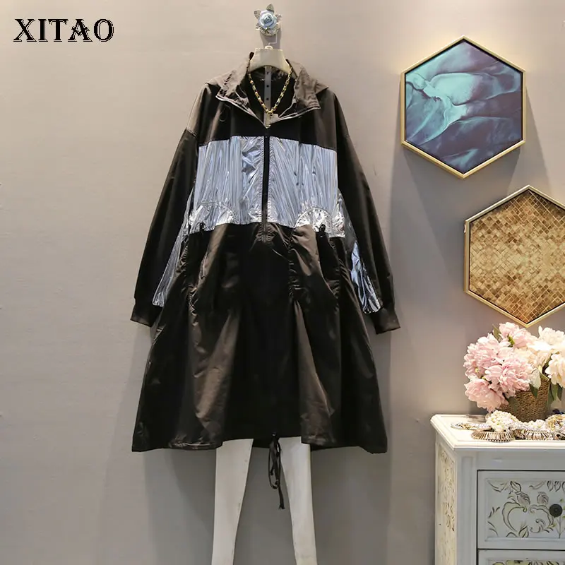 XITAO/Тренч с буквенным принтом на шнурке для женщин корейская мода 2019 Осенний