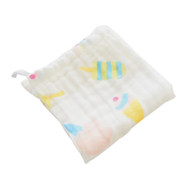 30*50 марлевый хлопковый Детский носовой платок квадратное полотенце однотонный цветочный узор удобное детское полотенце для лица, полотенце