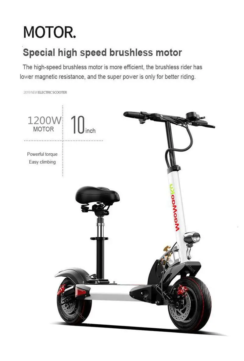 Одноприводные электрические велосипеды для взрослых, два колеса, Электрический велосипед 1200 Вт 60 в, высокоскоростной Электрический скутер, складной, белый/черный