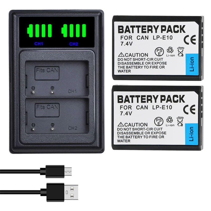 1500 мАч LP E10 LPE10 батарея для камеры Bateria + LCD Dual USB зарядное устройство Canon 1100D 1200D 1300D