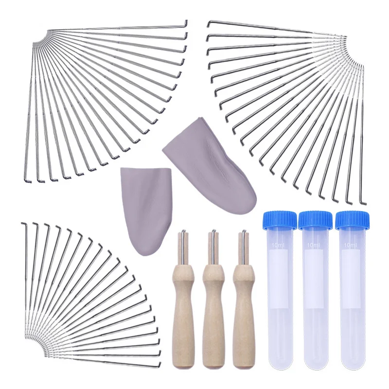 

60 шт. 3 размера иглы для валяния набор игл из шерстяного войлока DIY Инструменты из войлока с деревянной ручкой с бутылкой иглы для валяния