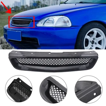 

Car Carbon Fiber Mesh ABS Front Hood Grille Grill for Honda Civic JDM Type R 1999-2000