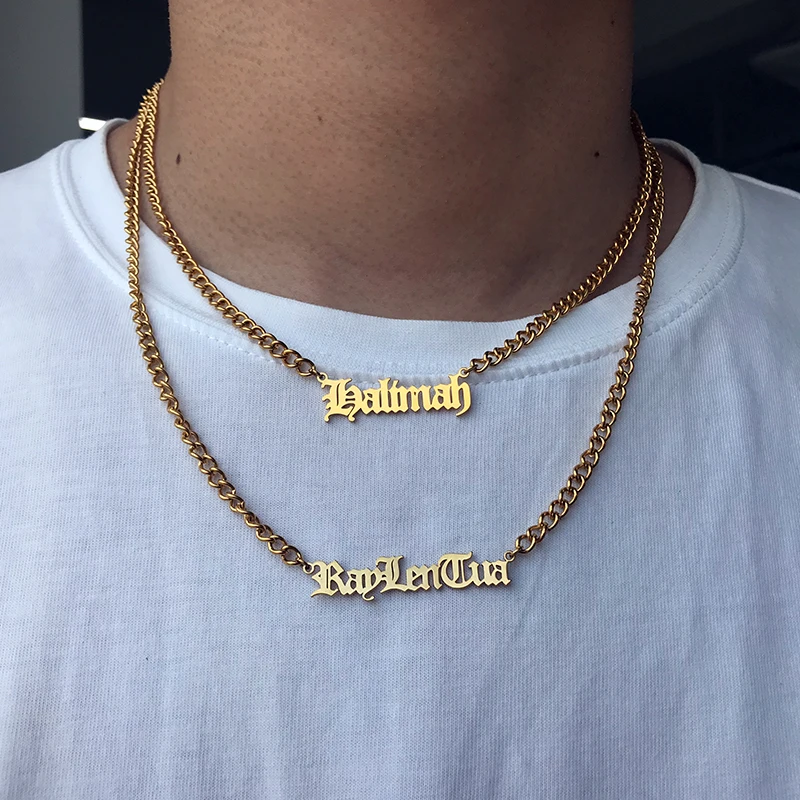 

Whip Chain Custom Name Necklaces Gargantilha Bijoux Femme Old English Name Necklaces For Women Hip Hop Necklaces Custom Jewelry