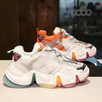 

SWYIVY Genuine Leather Sneakers Women Rainbow Platform Shoes Woman 2020 Spring Casual Shoes Women Sneakers Trend Casual Sneaker