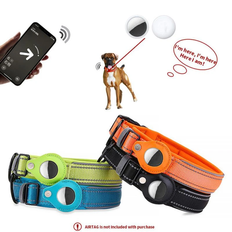 Localizador GPS para mascotas, Collar con bucle para perros y gatos, Apple, dispositivo antipérdida, posicionamiento de nailon|Collares| - AliExpress