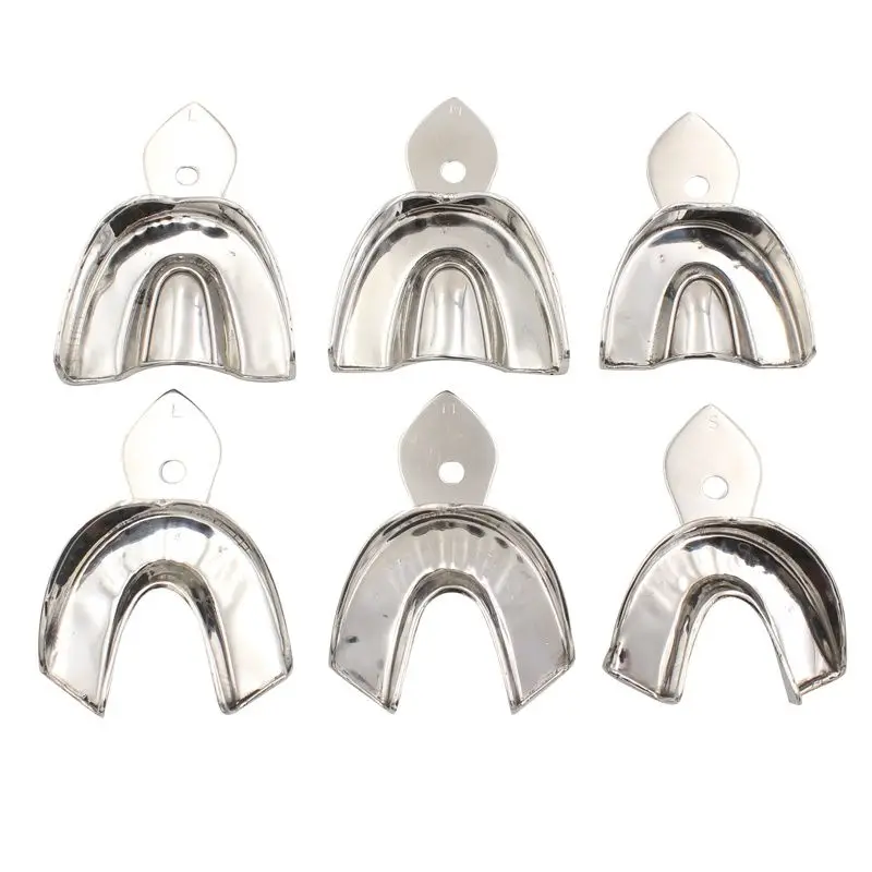 6pcs/set Dental Impression Trays Stainless Steel Materials Teeth Holder