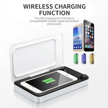 

UV Mobie Phone Sanitizer Sterilizer Wireless Charger Multi-Function Aroma Box Fits For All Phones with Qi Function