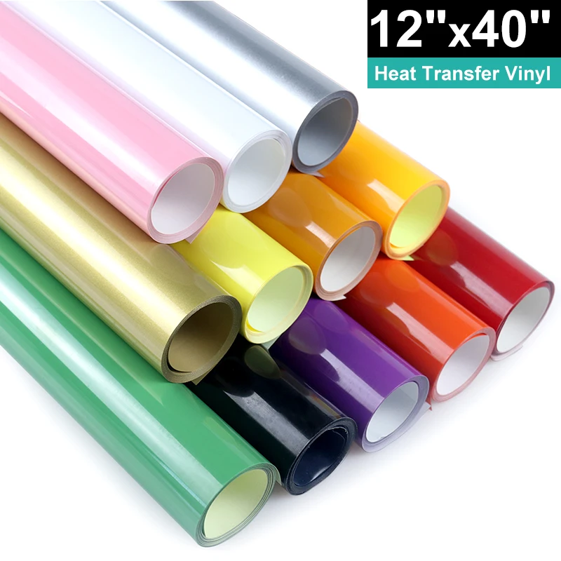 Free Shipping 1 roll 12"x40"/30.5cmx20/25/50/100/150cm Pu Heat Transfer Vinyl for cut Pattern T-shirt Iron On HTV Printing