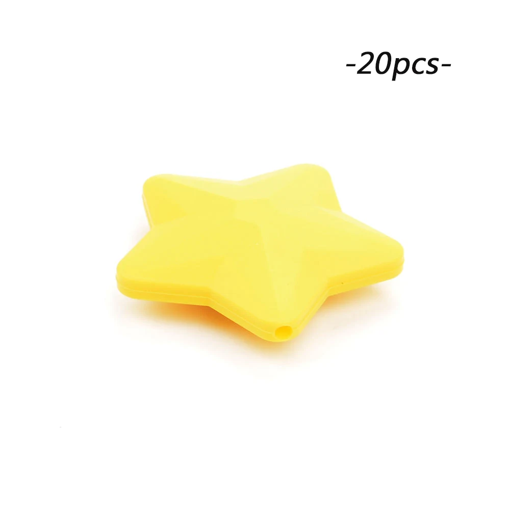 LOFCA 20 шт Силиконовые Прорезыватели для зубов, Детские Прорезыватели со звездами, Пищевая силиконовая соска-подвеска, BPA бесплатно, DIY бусины для изготовления ювелирных изделий - Цвет: yellow