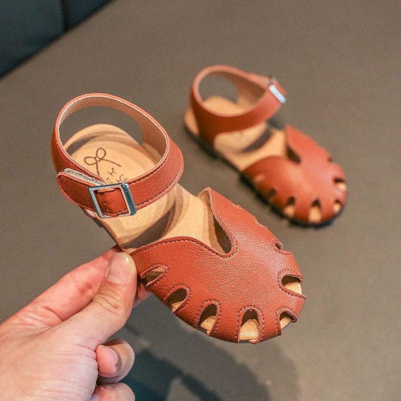 ULKNN New Toddlers Baby Girl Sandals Kids Summer Shoes Cut-outs Breathable Soft Leather Princess Children Sandals Girls 21-30