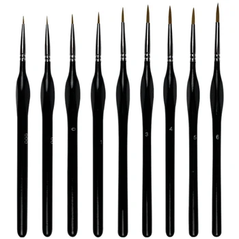 

9PCS Hook Line Pen Watercolor Pen Oil Brush Triple-Cornered Black Rod Art Hand-Painted Stroke Pen