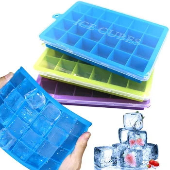

Silicone Ice Cube Tray 24 Cubes Ice Cube Maker Mold With Lids For Ice Cream Party Whiskey Cocktail Cold Drink Storage Molds