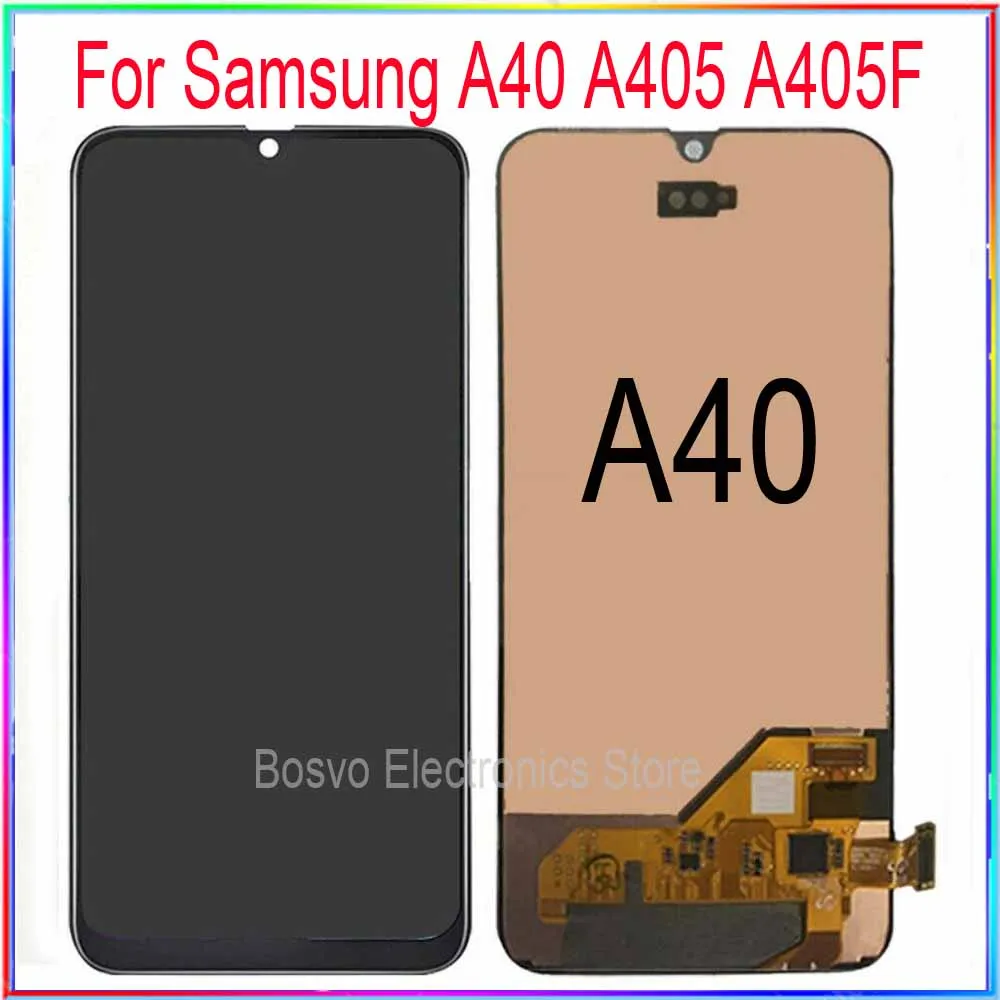 Для samsung A40 ЖК-дисплей с сенсорным дигитайзером с рамкой в сборе запасные части