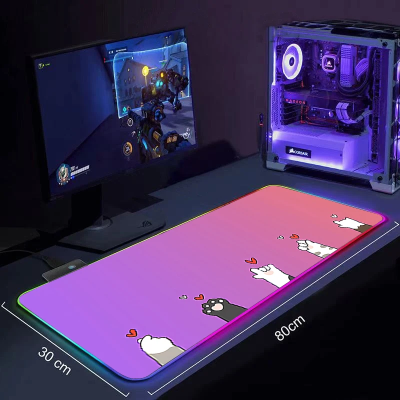 Розовый милый игровой коврик для мыши в виде кошачьей лапы | Компьютеры и офис