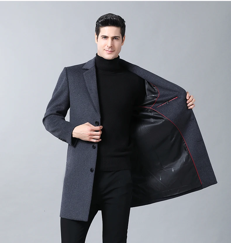 8XL 6XL осенне-зимняя теплая куртка, шерстяное длинное пальто, мужское повседневное теплое Черное деловое пальто, мужские стильные шерстяные куртки, Мужская парка
