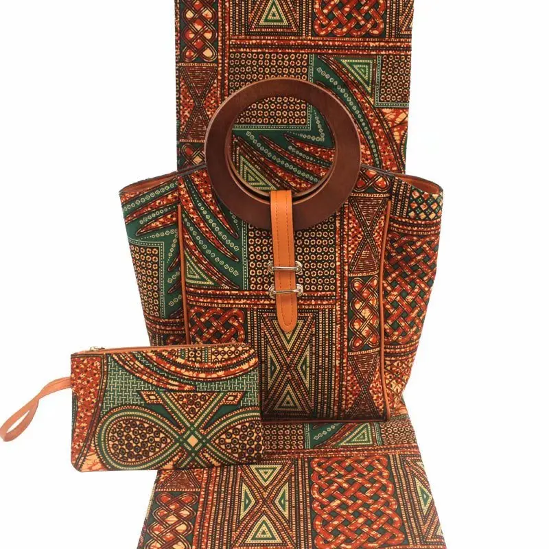 

New Micle Fashion arrival real regular real soft new wax fabric with woman's handbag set.african ankara wax bag for sewing