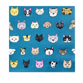 

20pcs Lovely Cat Dog theme soft healthy decoupage napkin paper virgin wood tissue for Christmas wedding party decoration