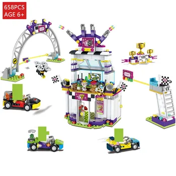 

658Pcs Summer Race City Speed Champions Bricks Friends Figures Karting Car DIY Building Blocks Sets Educational Toys For Girls