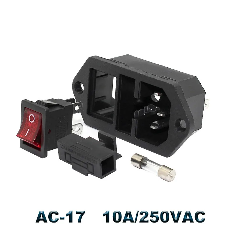 Электрическая розетка переменного тока IEC320 C14 3 контактный красный светодиодный