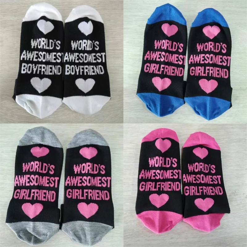 Носки женские мужские с буквенным принтом WORLD AWESOMEST GIRL FRIEND Компрессионные носки стильные унисекс забавные носки пара Meias