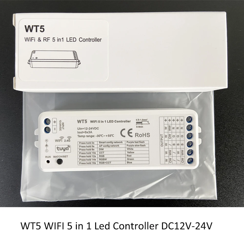 WiFi RGB + CCT Led Ʈѷ DC12V 24V RGB + C + W Ʈ      ġ г Ʈ Tuya APP Echo Plus  