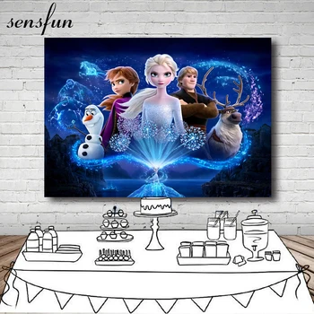 

Sensfun 7x5ft Frozen 2 Princess Elsa Anna Backdrops Blue Magic Girls Birthday Party Photography Backgrounds Custom Poster