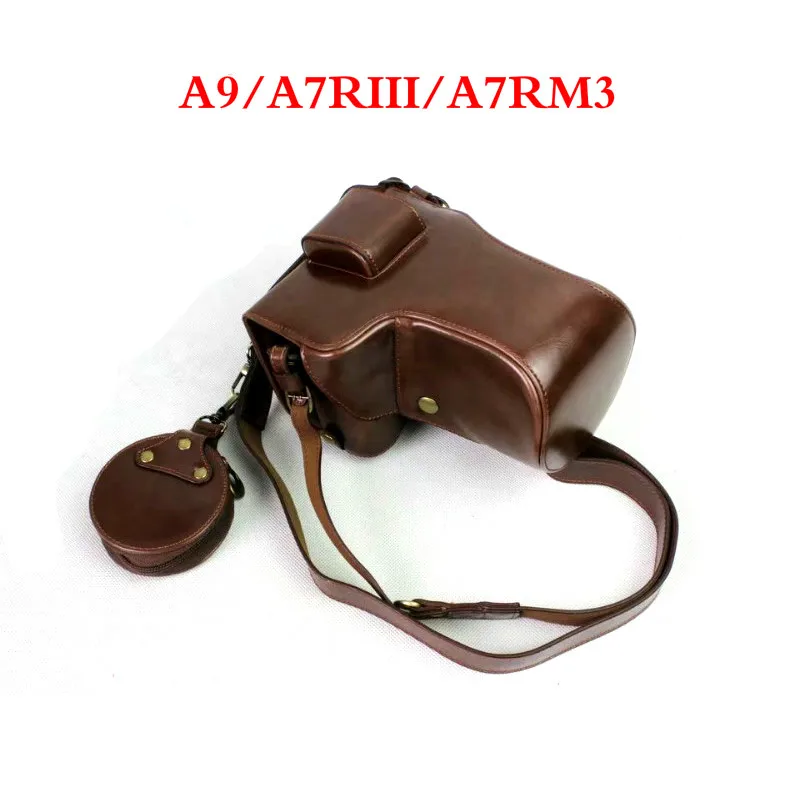 A9 A7RIII Coffee Из искусственной кожи чехол для камеры чехол для sony ILCE-9 A9 A7III A7RM3 A7RIII A7RM4 A7RIV портативный чехол с отверстием батареи - Цвет: A9 A7RIII Coffee