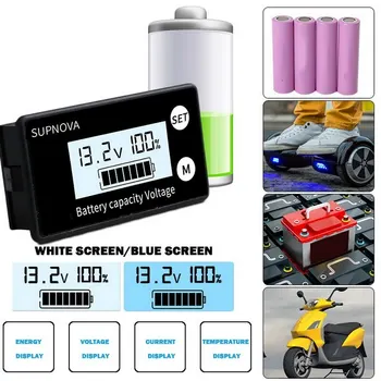 LiFePO4-Indicador de capacidad de batería para coche y motocicleta, voltímetro de voltaje 12V 24V 36V 48V, CC 8V-100V 2