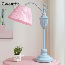 Скандинавская принцесса, тканевые настольные лампы, современный светодиодный стоячий светильник s, розовый стоячий светильник, Светильники для девочек, прикроватная лампа для спальни, светильник