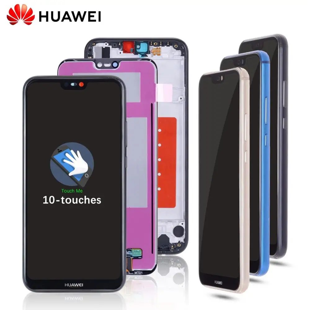 Дешево Дисплей для HUAWEI P20 Lite lx1 lx1 Nova 3e LCD в сборе с тачскрином на рамке Оригинал 5.84 черный порошок синий золото