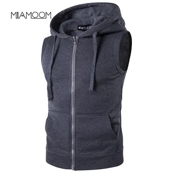

MIAMOOM Men's Hooded Zipper Pocket Hoodie Vest Jacket