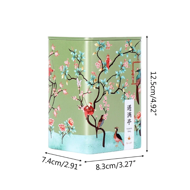 Square plum tea Box Tea Container Snack Storage Box Metal Candy Cans Vintage Kitchen Sealed Canister Chinese Style Tea