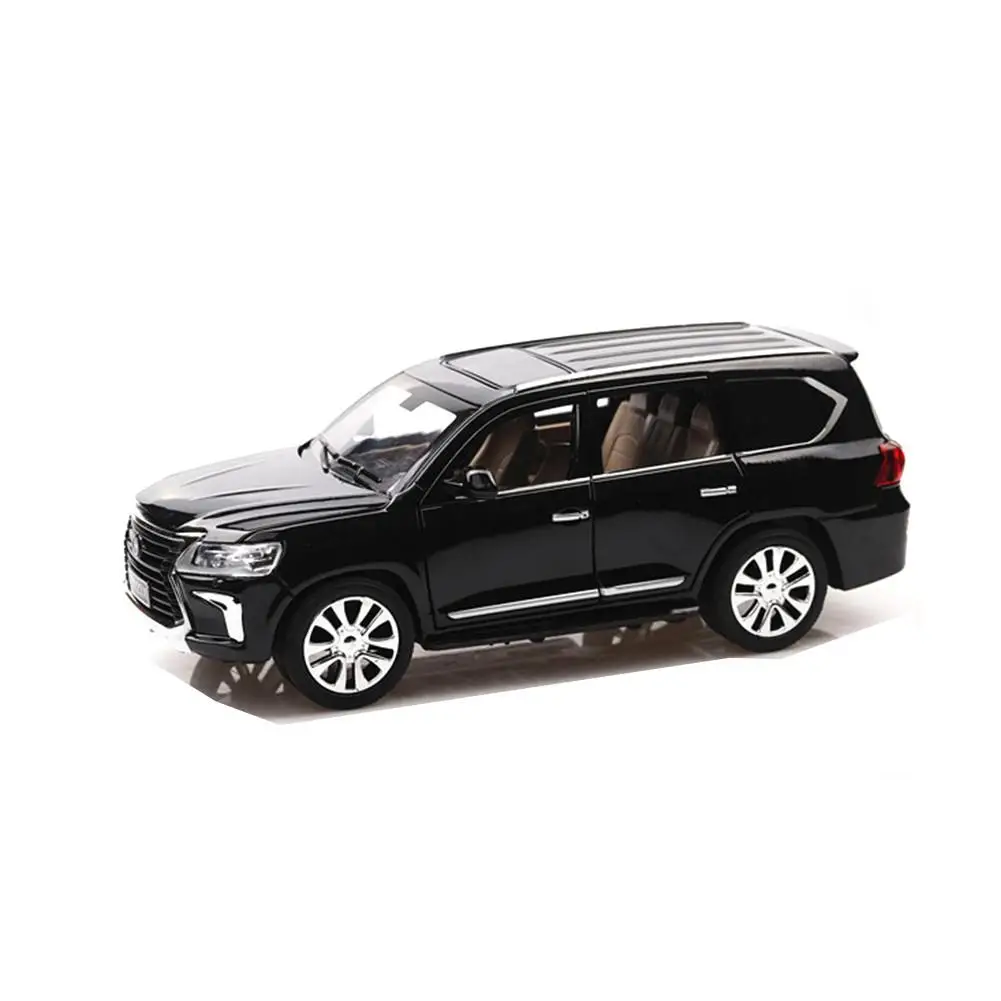 Black 1:24 LX570 литая модель автомобиля, литая под давлением металлическая модель автомобиля, игрушечный светильник со звуком для автомобиля - Цвет: Black