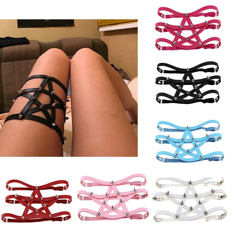 

Сексуальная Женская нога аксессуары в готическом стиле панк Специальная праздничная одежда рейв металлическое сердце соединение Кожаный Меч ремень пастельный готический