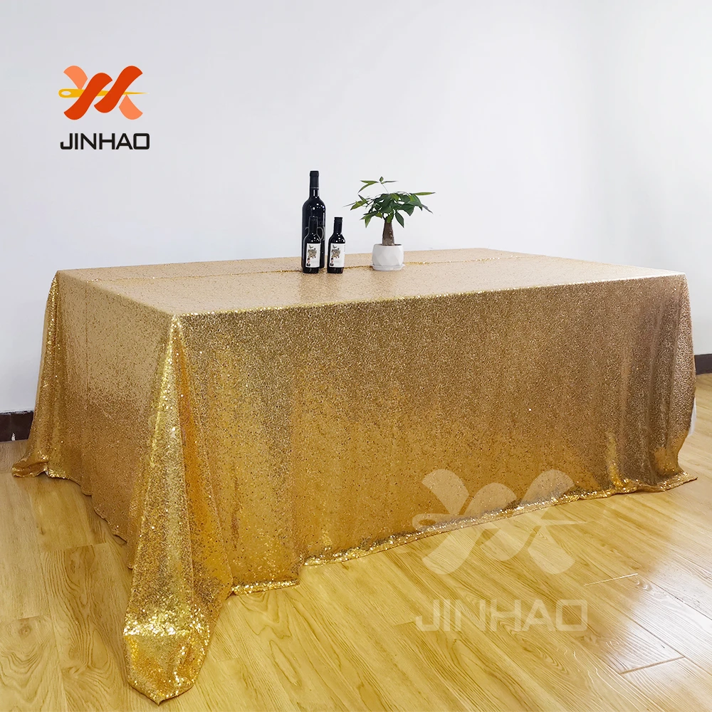 

Shiny Gold Sequince Tablecloth Rectangle Table Cover For Wedding