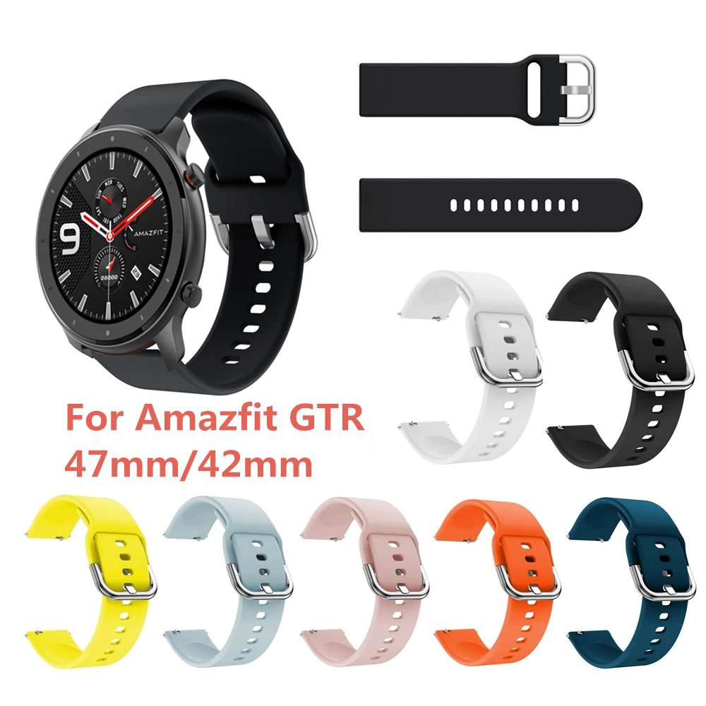 

Watch Strap For Xiaomi Huami Amazfit GTR 47mm Monochrome Dynamic Sport Smart Watch Silione Strap Pulseira For Amazfit GTR 42mm