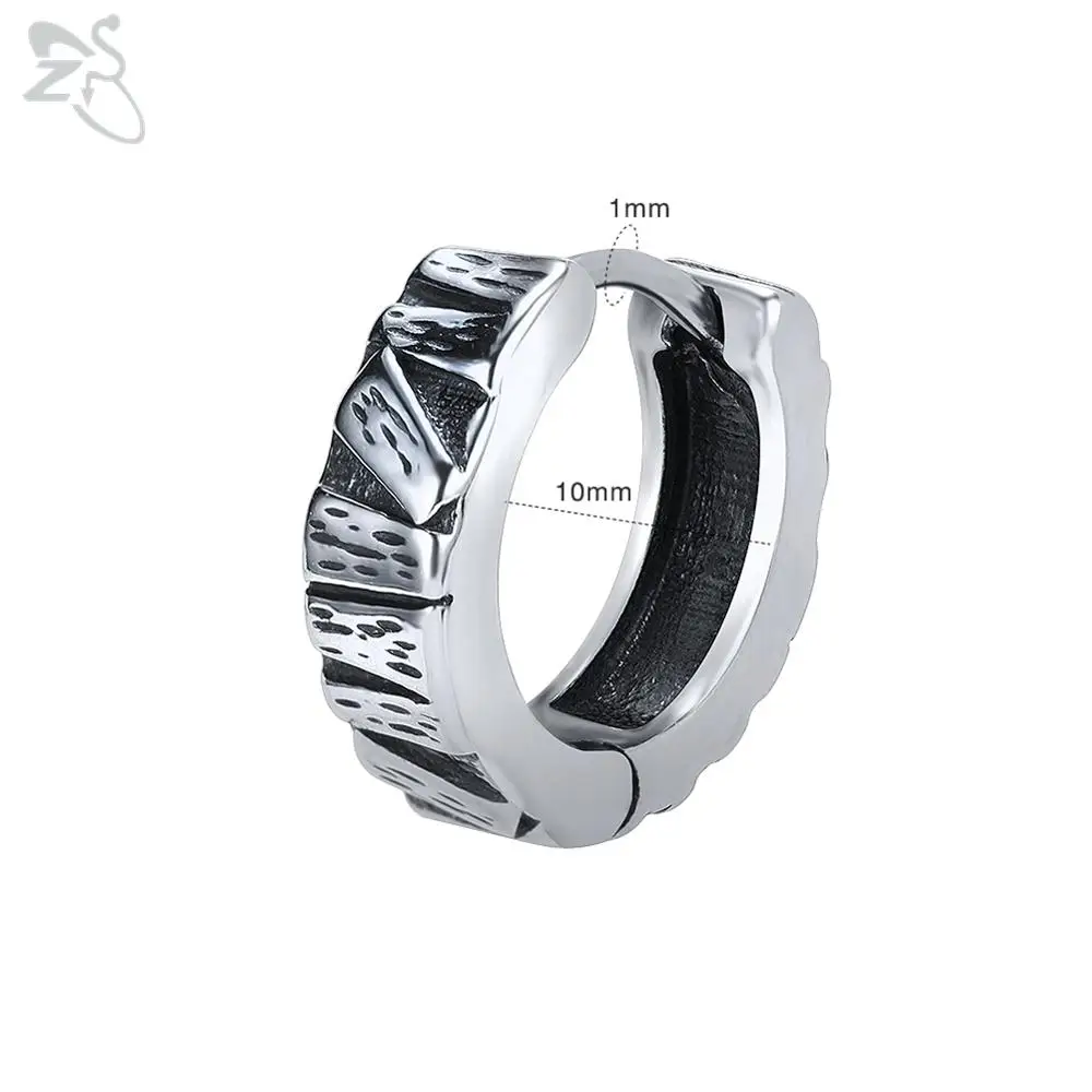 Style 2 ZS 2pcs/lot 316L Stainless Steel Hoop Earrings For Men Women Kpop HipHop Earring Gothic Punk Rock Circle Earring Vintage Jewelry - Окраска металла: Style 2